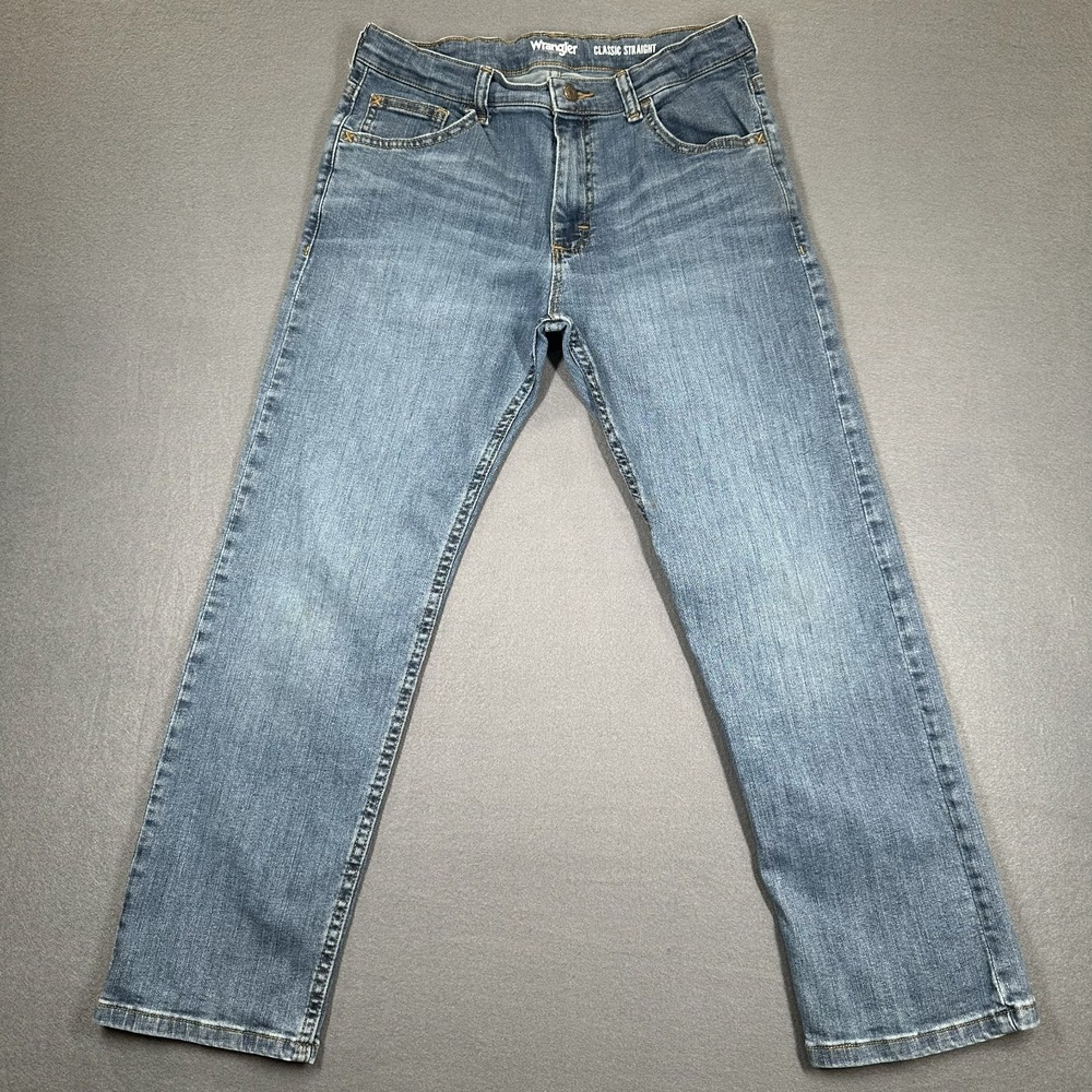Wrangler‎ Jeans Boys 14 Husky Blue Denim Classic Straight Fit Stretch Whisker